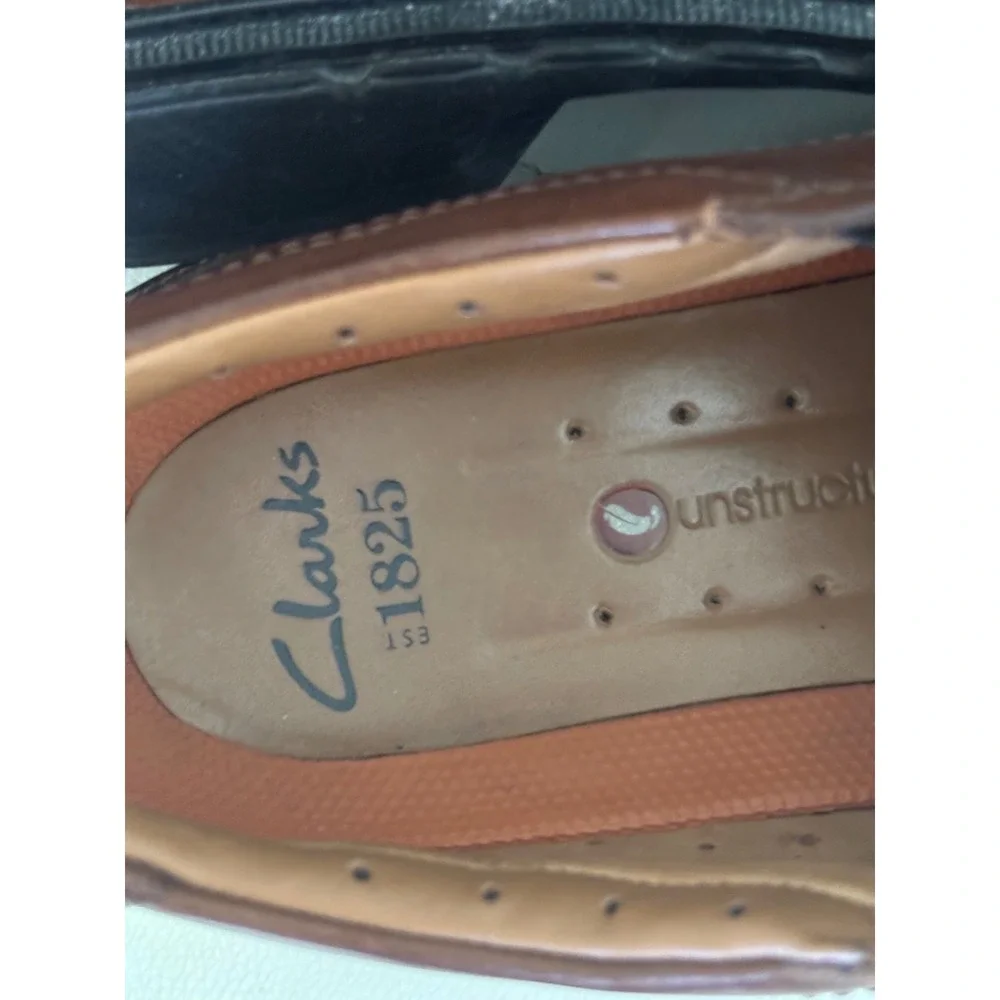 Clarks Unstructured 1825 Brown Leather Slip On Loafers Mens 9.5 XW 26087743